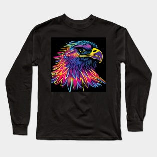 Bald Eagle in Luminous Rainbow Colours Long Sleeve T-Shirt